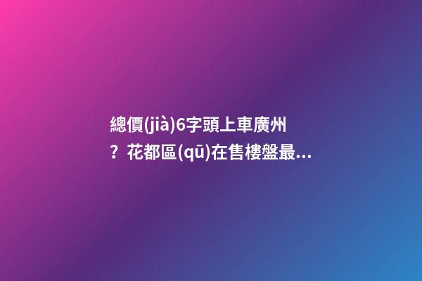 總價(jià)6字頭上車廣州？花都區(qū)在售樓盤最新報(bào)價(jià)出爐